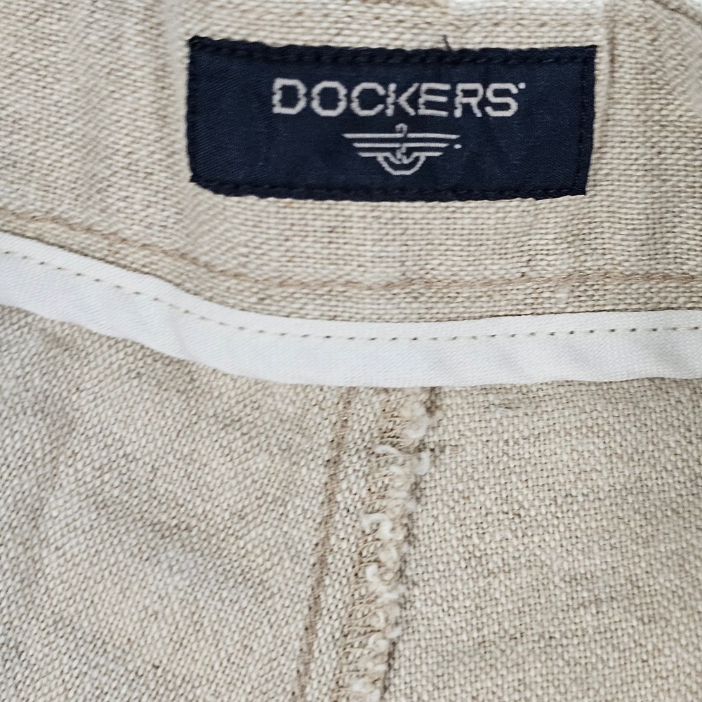 Dockers Mens Beige Linen Cotton Pleated Relaxed Fit Shorts W40 306595421 - Picture 3 of 9
